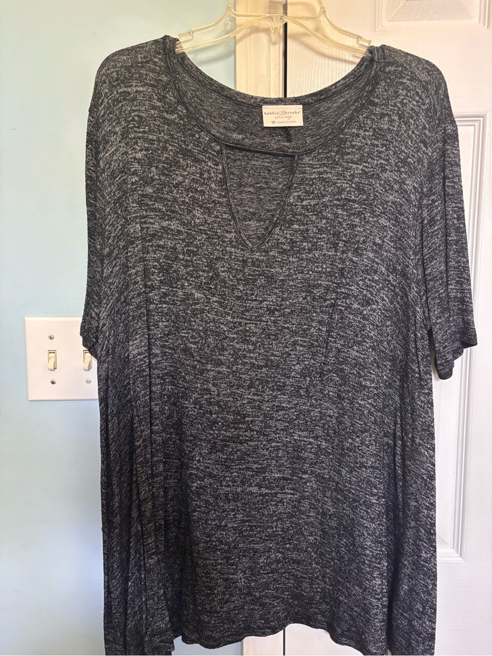 Bobbie Brooks Charcoal Heather Short Sleeve Tunic
